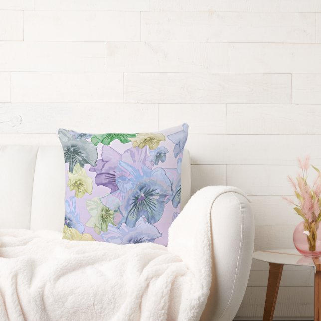 Coussin Pastel Floral Dream, Jolies Pansies, (Canapé)