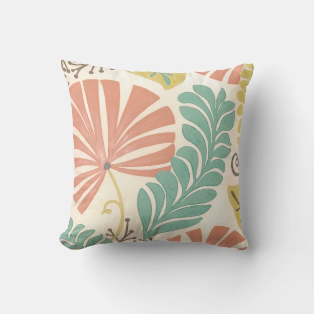 Coussin Pastel Floral Vines et Feuilles sur Arrière - plan (Recto)