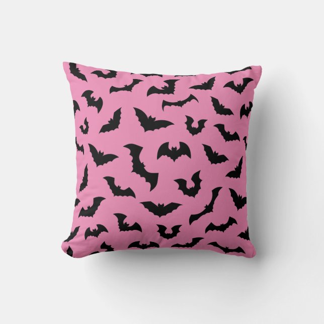 Coussin Pastel goth chauve-souris rose motif halloween (Recto)