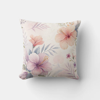Coussin Pastel Hibiscus Accent Jeu Carré