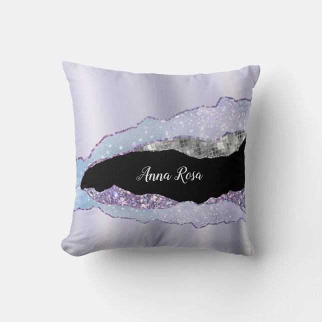 Coussin *~* Pastel Lavender Gittler Argent Agate Cosmique (Recto)