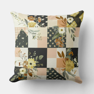 Coussin Pastel Patchwork Farmhouse Quilt Motif Coloré