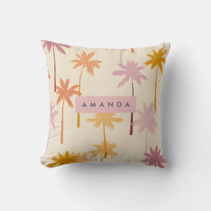 Coussin Pastel personnalisé Tropical Sunset Palm Tree