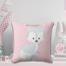 Pastel Pink-White Polka-Dot Baby Fox Monogramme