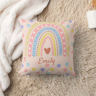 Coussin Pastel Rainbow Polka Dot School, Joli Back to Scho