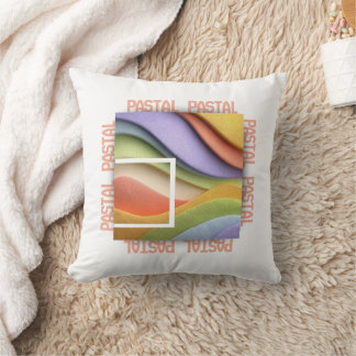 Coussin Pastel Rainbow Waves Art Throw Pillow