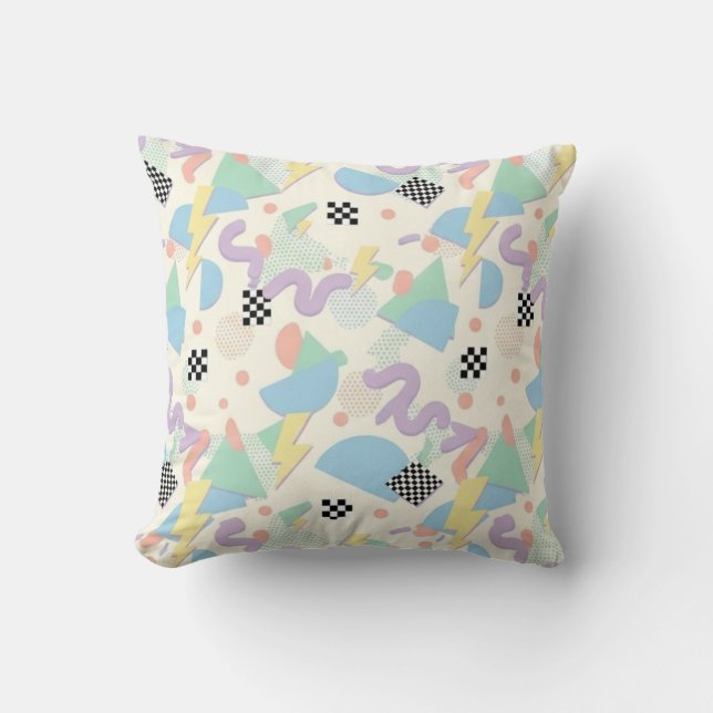 Coussin Pastel Retro Memphis Pattern Swirls (Recto)