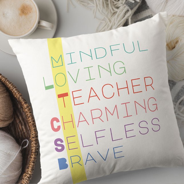 Coussin Pastel Typographie Acronyme de la MÈRE (Créateur téléchargé)