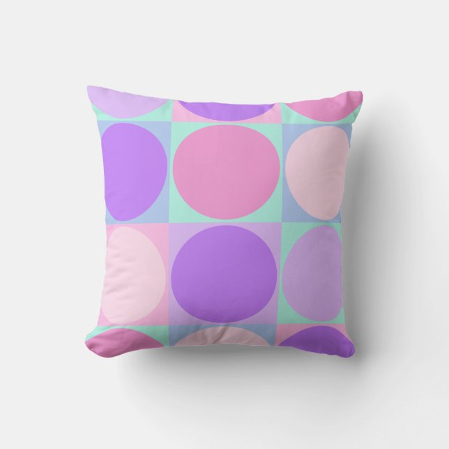 Coussin Pastel violet rose Aqua géométrique forme circulai (Recto)
