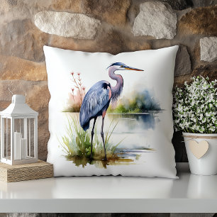 Coussin Pastel Watercolor Blue Heron Louisiane State
