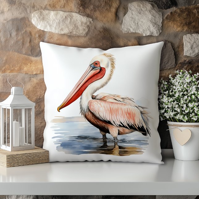 Coussin Pastel Watercolor Pelican Louisiana State (Créateur téléchargé)