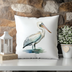 Coussin Pastel Watercolor Pelican Louisiana State
