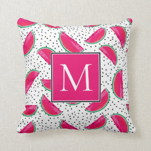 Coussin Pastèque au néon sur le motif de graines