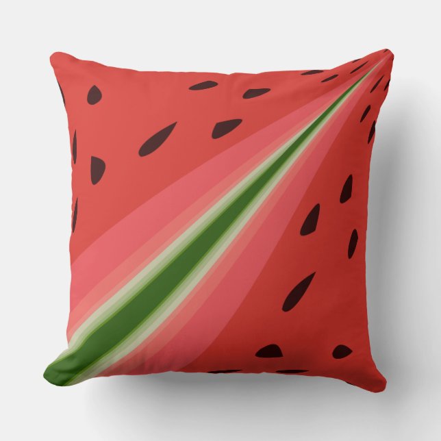 Coussin Pastèque juteuse délicieuse mûre avec motif de gra (Recto)
