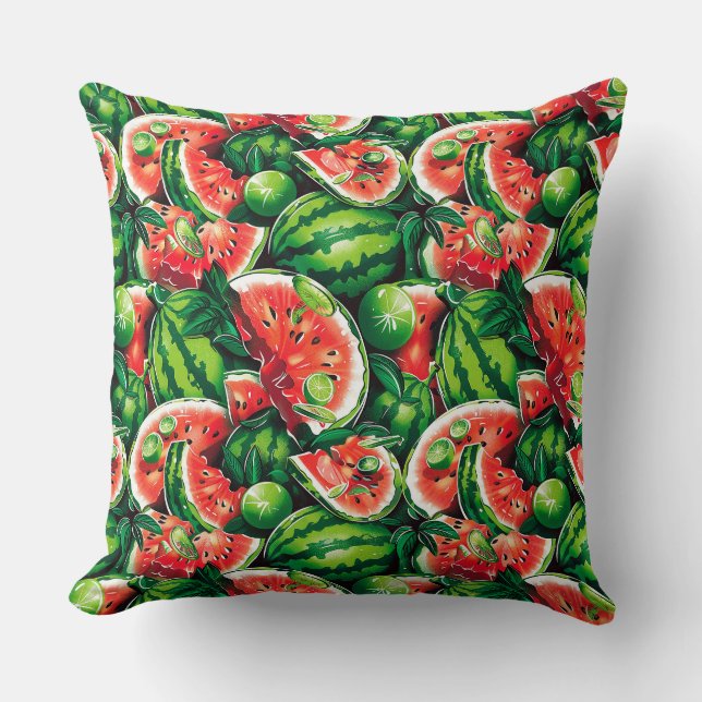 Coussin pastèques, chaux, feuilles de pastèque, petite cha (Recto)