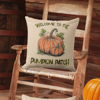 Coussin Patch de citrouilles automne faux burlap