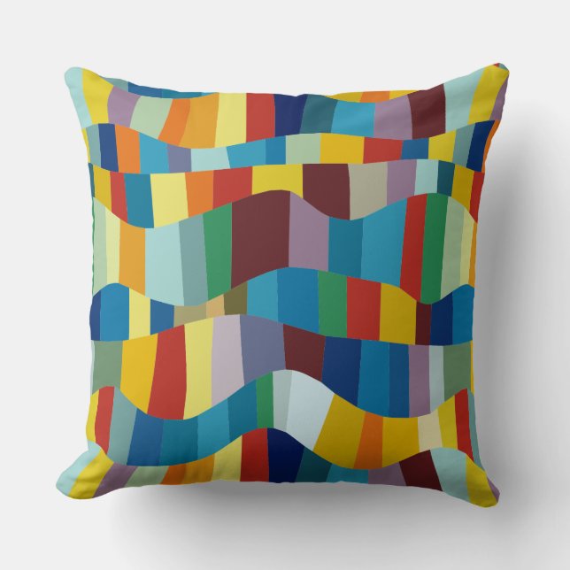 Coussin Patchwork Abstrait Ondulé de Couleurs 291020 (Recto)