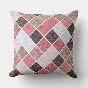 Coussin patchwork de marbre dans les tons marron et rose
