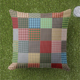 Coussin patchwork de tartan rustique