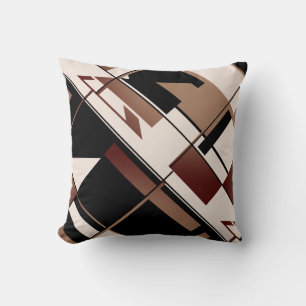 Coussin Patchwork Diagonal en Tan Brown Noir Beige Design