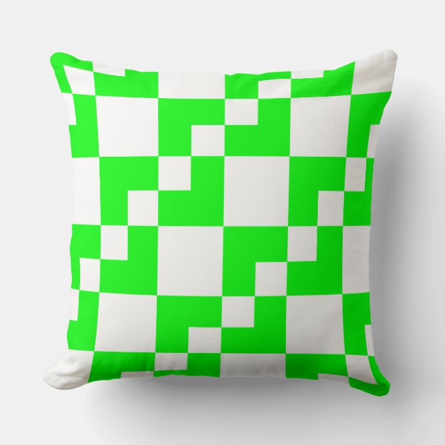 Coussin Patchwork Domino - Vert et Blanc (Recto)