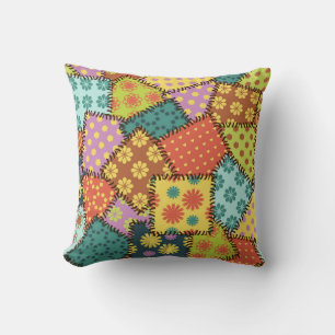 Coussin Patchwork Eclectique : Mélange Motif Diverse
