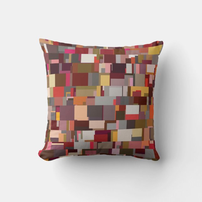 Coussin Patchwork Géométrique Motif de Mosaïque Abstrait (Recto)