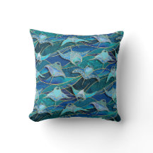 Patchwork Manta Rays en Sapphire bleu turquoise