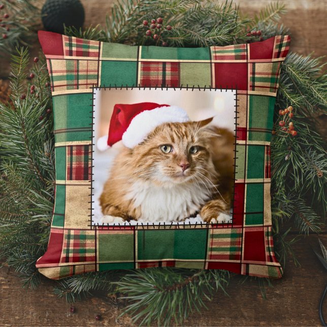 Coussin Patchwork Quilet de Noël Pet Famille Photo personn (Créateur téléchargé)