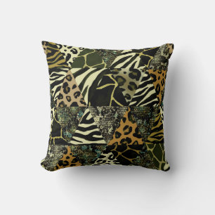 Coussin Patchwork Safari : Poster de animal aquarelle.