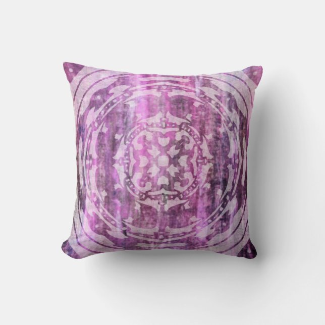 Coussin Patine pourpre : Mandala et diamants (Recto)