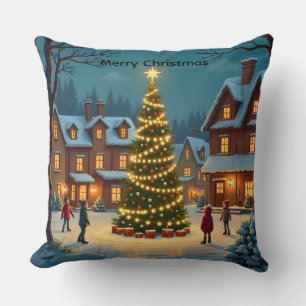 Coussin Patineurs de Noël personnalisés