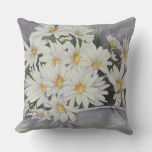 COUSSIN PATIO DE BOUQUET FLEURS DE JOUR BLANC