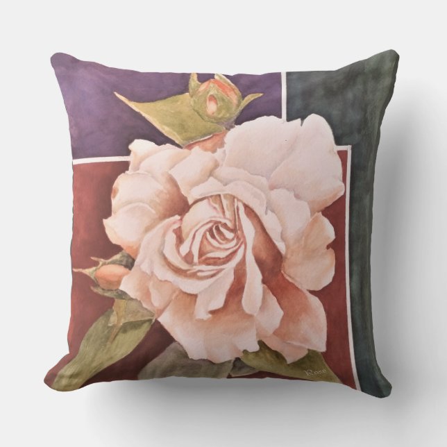 COUSSIN PATIO DE FLEURS ROSES D'ANTIQUITÉ (Recto)