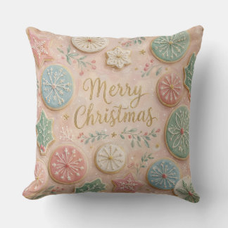 Coussin Pâtisseries de Noël pastel Flocon de neige Joyeux 