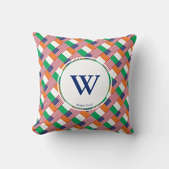 Coussin PATRIMOINE IRLANDAIS-AMÉRICAIN Monogramme Christia (Recto)
