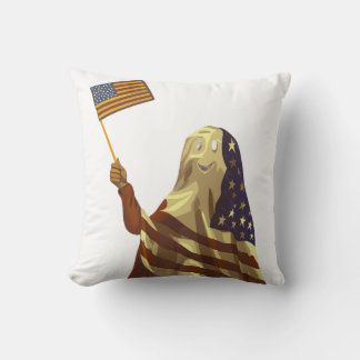 Coussin Patriotic American Flag Ghost Halloween