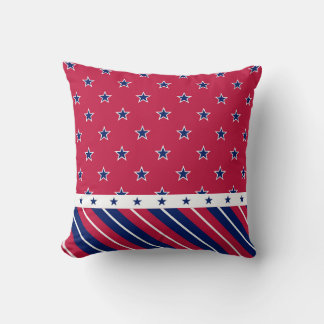 Coussin Patriotique USA Rouge Blanc Bleu Étoiles Rayures