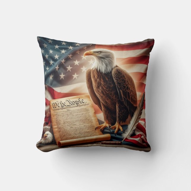 Coussin Patriotisme américain de l'aigle chauve (Recto)