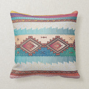 Coussin Patterend Navajo Blues, Turquoise, Épices
