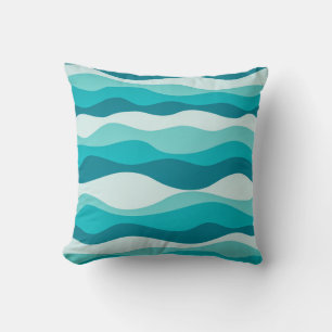 Coussin Pattern Blue Ocean Waves