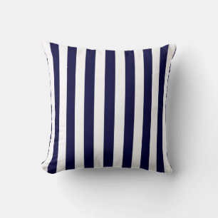 Coussin Patters de Classic Navy Blue et White Stripe