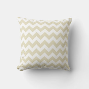 Coussin Patters de Sand Beige White Chevron Zig-Zag