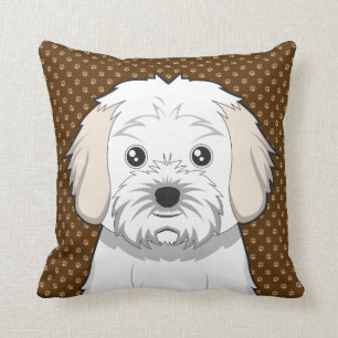 Coussin Pattes de bande dessinée de chien de Cavachon