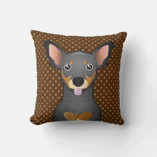 Coussin Pattes de bande dessinée de chien de Chiweenie (Recto)