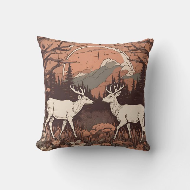 Coussin Pâturage de cerfs géants D6 (Recto)