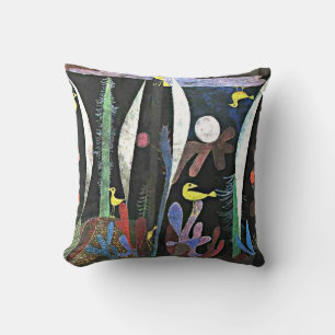 Coussin Paul Klee art : Paysage aux oiseaux jaunes