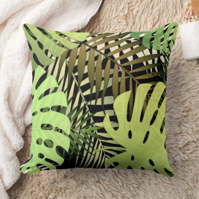 Coussin Paume de Monstera feuilles jungle tropicale lancer (Couverture)