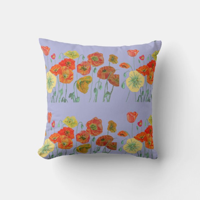 Coussin Pavot à Shabby Orange Pastel Floral Purple Lilac (Recto)