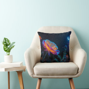Coussin Pavot psychédélique au clair de lune